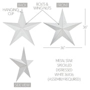 Metal Star Speckled White Distressed 36x36 (3PC Bundle)