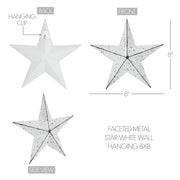 Metal Star Speckled White Distressed 8x8 (3PC Bundle)