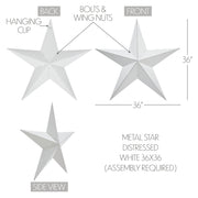 Metal Star White Distressed 36x36 (3PC Bundle)