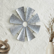 Galvanized Metal Windmill Blades Wall Hanging 16.75x16.75 (2PC Bundle)
