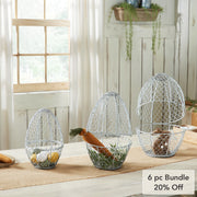 Bunny Hop Chicken Wire Egg Shaped Baskets Set of 3 Sizes (6PC Bundle)