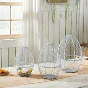 Bunny Hop Chicken Wire Egg Shaped Baskets Set of 3 Sizes (6PC Bundle)