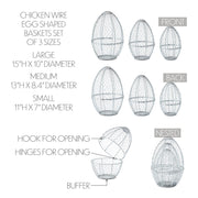 Bunny Hop Chicken Wire Egg Shaped Baskets Set of 3 Sizes (6PC Bundle)