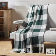 Annie Buffalo Check Hunter Green Woven Throw 50x60 (2PC Bundle)