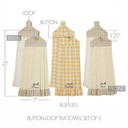 Buzzy Bees Button Loop Tea Towel Set of 3 (6PC Bundle)