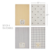 Embroidered Bee Tea Towel Set of 4 19x28 (8PC Bundle)