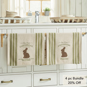 Bunny Hop Cottontail Candy Co Tea Towel Set of 2 16x28 (4PC Bundle)