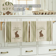 Bunny Hop Cottontail Candy Co Tea Towel Set of 2 16x28 (4PC Bundle)