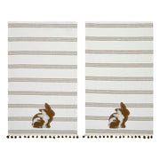 Bunny Hop Silhouette Bunnies w/ Pom Poms Tea Towel Set of 2 16x28 (4PC Bundle)
