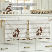 Bunny Hop Silhouette Bunnies w/ Pom Poms Tea Towel Set of 2 16x28 (4PC Bundle)