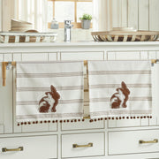 Bunny Hop Silhouette Bunnies w/ Pom Poms Tea Towel Set of 2 16x28 (4PC Bundle)