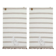 Bunny Hop Silhouette Bunnies w/ Pom Poms Tea Towel Set of 2 16x28 (4PC Bundle)