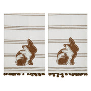 Bunny Hop Silhouette Bunnies w/ Pom Poms Tea Towel Set of 2 16x28 (4PC Bundle)