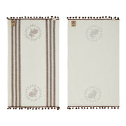 Spring In Bloom Brown Bunny Wreath w/ Pom Pom Tea Towel Set of 2 16x28 (4PC Bundle)
