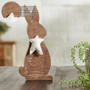 Wooden Bunny with Prim Burlap Star 13x6x1.5 (2PC Bundle)