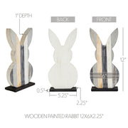 Wooden Painted Rabbit 12x6x2.25 (2PC Bundle)
