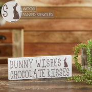Bunny Wishes Chocolate Kisses Wooden Sign 4x12 (2PC Bundle)