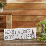 Bunny Wishes Chocolate Kisses Wooden Sign 4x12 (2PC Bundle)