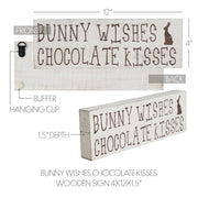 Bunny Wishes Chocolate Kisses Wooden Sign 4x12 (2PC Bundle)