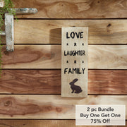 Love Laughter Family Wooden Sign 14.5x5.5 (2PC Bundle)
