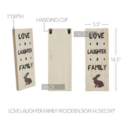 Love Laughter Family Wooden Sign 14.5x5.5 (2PC Bundle)