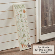 Springtime Welcome Wooden Sign 20x6 (2PC Bundle)