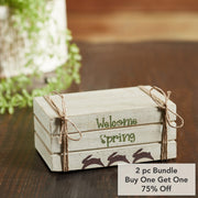 Welcome Spring Faux Book Stack 2.5x6x4 (2PC Bundle)