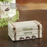 Welcome Spring Faux Book Stack 2.5x6x4 (2PC Bundle)
