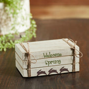 Welcome Spring Faux Book Stack 2.5x6x4 (2PC Bundle)
