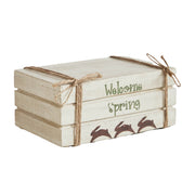 Welcome Spring Faux Book Stack 2.5x6x4 (2PC Bundle)