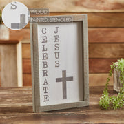 Celebrate Jesus Wooden Shadow Box Frame 15x9x1 (2PC Bundle)