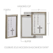 Celebrate Jesus Wooden Shadow Box Frame 15x9x1 (2PC Bundle)