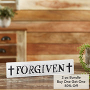 Forgiven with Crosses Wooden Sign 3x14 (2PC Bundle)