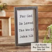 John 3:16 Wooden Shadow Box Frame 14x9x1 (2PC Bundle)