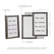 John 3:16 Wooden Shadow Box Frame 14x9x1 (2PC Bundle)