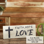 Faith Hope Love Wooden Sign 5.5x14.5 (2PC Bundle)