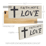 Faith Hope Love Wooden Sign 5.5x14.5 (2PC Bundle)