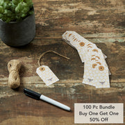 Buzzy Bees Bee Paper Tag 2.75x1.5 w/ Twine Set of 50 (100PC Bundle)