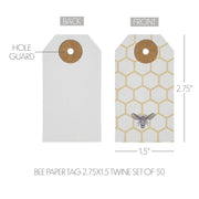 Buzzy Bees Bee Paper Tag 2.75x1.5 w/ Twine Set of 50 (100PC Bundle)