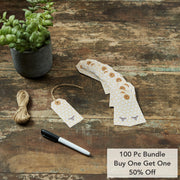 Buzzy Bees Bee Paper Tag 3.75x1.75 w/ Twine Set of 50 (100PC Bundle)