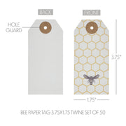 Buzzy Bees Bee Paper Tag 3.75x1.75 w/ Twine Set of 50 (100PC Bundle)