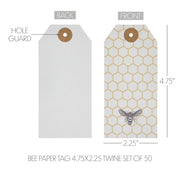 Buzzy Bees Bee Paper Tag 4.75x2.25 w/ Twine Set of 50 (100PC Bundle)