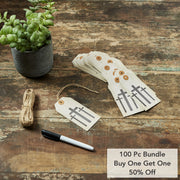 Celebrate Grace Crosses Paper Tag 4.75x2.25 w/ Twine Set of 50 (100PC Bundle)