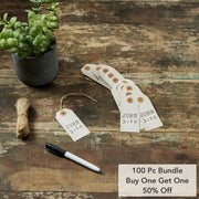 Celebrate Grace John 3:16 Paper Tag 3.75x1.75 w/ Twine Set of 50 (100PC Bundle)