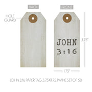 Celebrate Grace John 3:16 Paper Tag 3.75x1.75 w/ Twine Set of 50 (100PC Bundle)