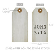 Celebrate Grace John 3:16 Paper Tag 4.75x2.25 w/ Twine Set of 50 (100PC Bundle)