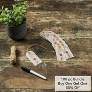 Spring In Bloom Tea Stained Red Tulip Paper Tag 3.75x1.75 w/ Twine Set of 50 (100PC Bundle)