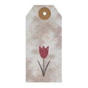 Spring In Bloom Tea Stained Red Tulip Paper Tag 3.75x1.75 w/ Twine Set of 50 (100PC Bundle)