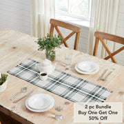 Harper Plaid Green White Runner Fringed 12x36
