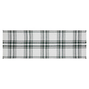 Harper Plaid Green White Runner Fringed 12x36